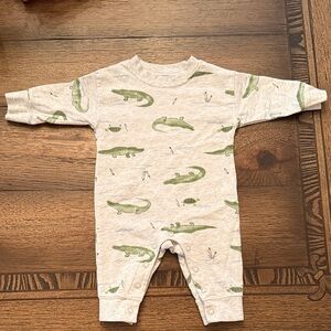 Carter's Cream Alligator Print 3M Turtle One Piece with bottom snaps